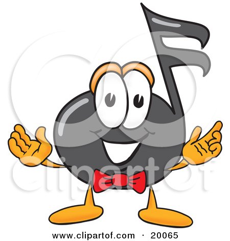 Clipart Picture of a Music Note Mascot Cartoon Character With ...