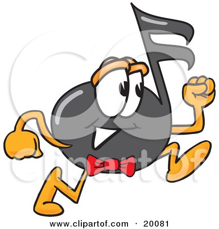 Clipart Picture of a Music Note Mascot Cartoon Character Running by 