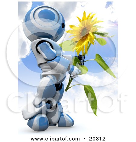 Clipart Waving Blue Eyed Robot - Royalty Free Vector ...