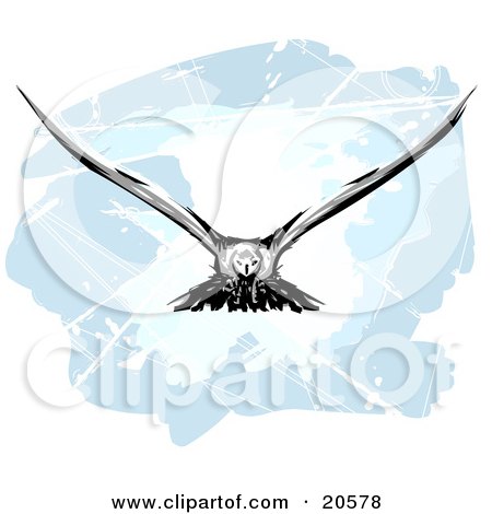 Royalty-free animal clipart picture of a hunting eagle in flight, his wings 
