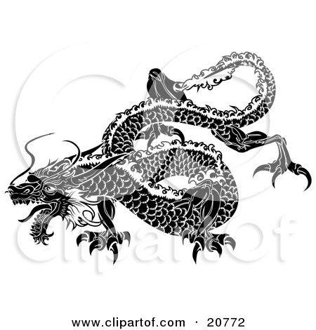 Clipart Illustration of a Majestic Japanese Dragon With Scales 