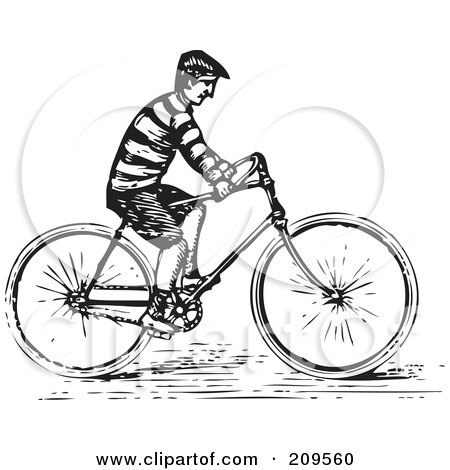  Fashioned Bikes on Of A Retro Black And White Man Riding A Bike By Bestvector  209560