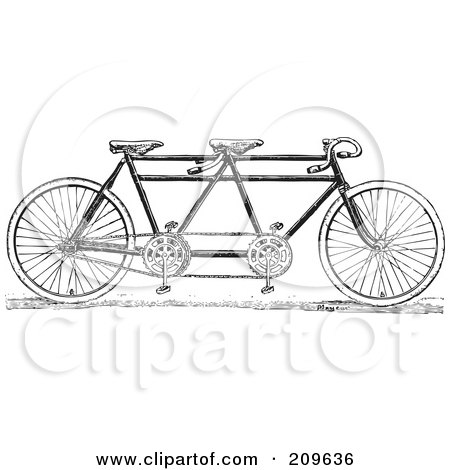 Vintage Tandem Bike Drawing