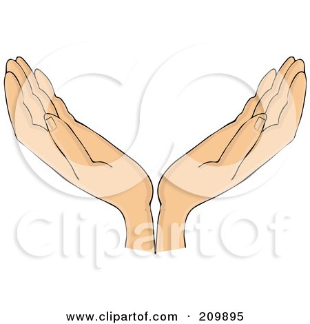 Royalty-free clipart picture of a pair of open hands, on a white background.