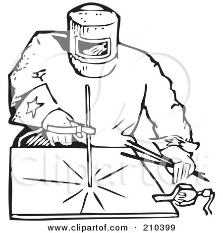... Clipart Illustration of a Retro Black And White Welder by BestVector