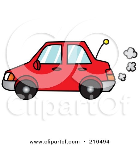 Cartoon  Exhaust on Free Rf Clipart Illustration Of A Red Car With Exhaust Clouds Jpg