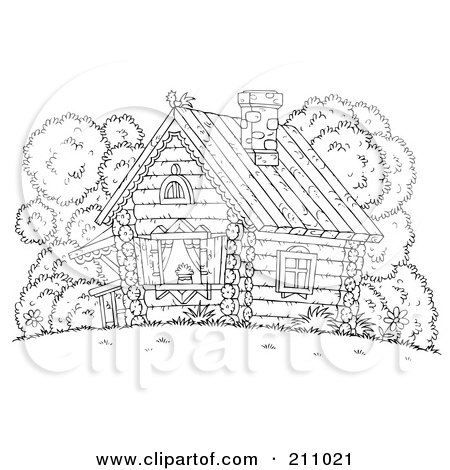 Mountain Cabin Coloring Page Coloring Pages