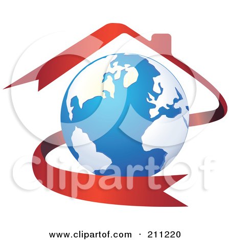 Logo Design Globe on Logo Design Of A Globe With A Red House Ribbon