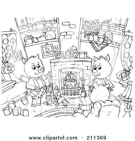 Coloring Page Outline Of A Log Burning In A Brick Fireplace Posters, Art Prints by Andy Nortnik ...