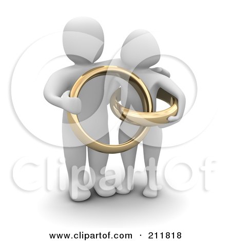 RoyaltyFree RF Clipart Illustration of a 3d Blanco Couple With Giant 