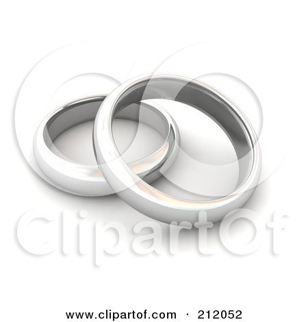 RoyaltyFree RF Clipart Illustration of a 3d Pair Of Silver Wedding Bands