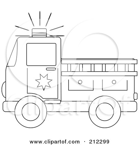 Sports Coloring Sheets on Poster  Art Print  Coloring Page Outline Of A Fire Truck With A Ladder