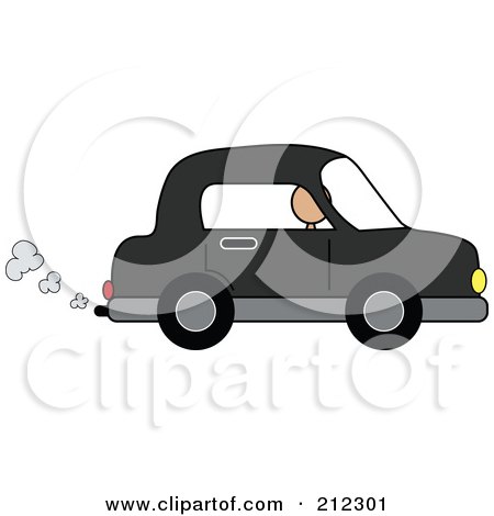 Cartoon  Exhaust on Illustration Of A Person Driving A Black Compact Car With Exhaust
