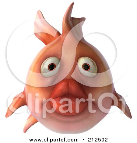 3d Pink Fish With Big Lips