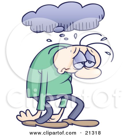 21318-Clipart-Illustration-Of-A-Sad-And-Depressed-Gloomy-Man-Sulking-And-Walking-Under-A-Rain-Cloud.jpg