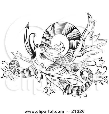 Black And White Twisting Chinese Dragon Tattoo Design Posters Art Prints