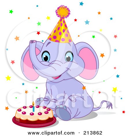 Basketball Birthday Cake on Poster  Art Print  Cute Party Elephant With A Birthday Cake By Pushkin