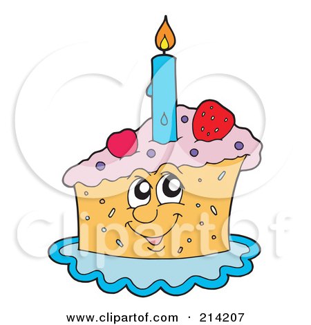 Royalty-free clipart picture of a birthday cake slice, on a white background 