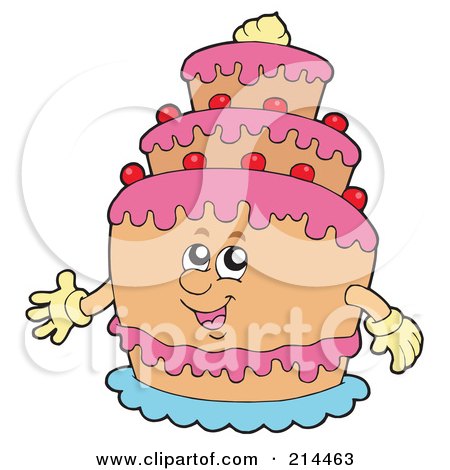 Royalty-free clipart picture of a birthday cake with tiers,