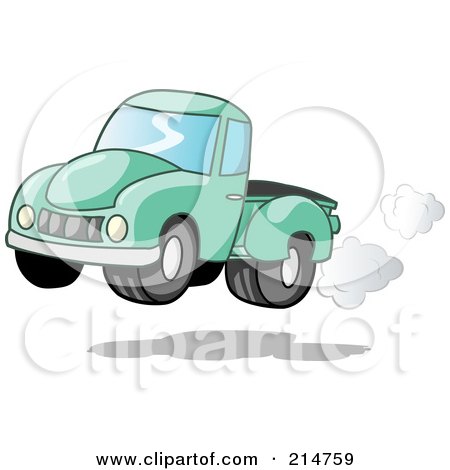  Exhaust Fumes on Vintage Green Pickup Truck With Exhaust Clouds By Holger Bogen