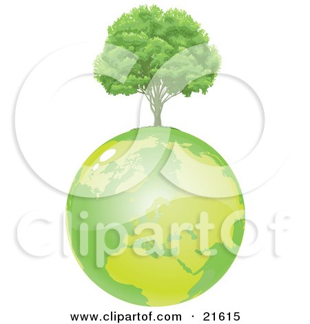 Healthy And Full Green Tree Growing On Top Of Green Planet Earth Posters 