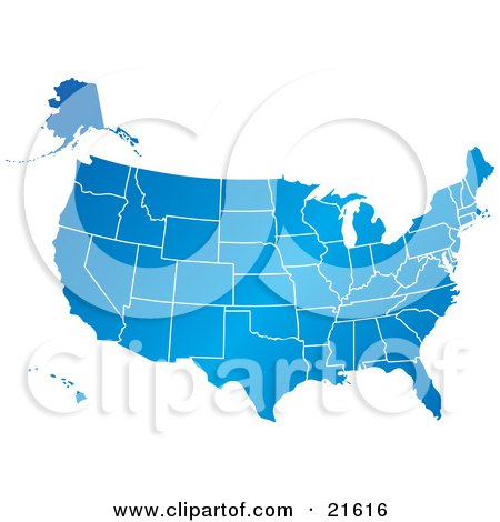 United States Map Blue