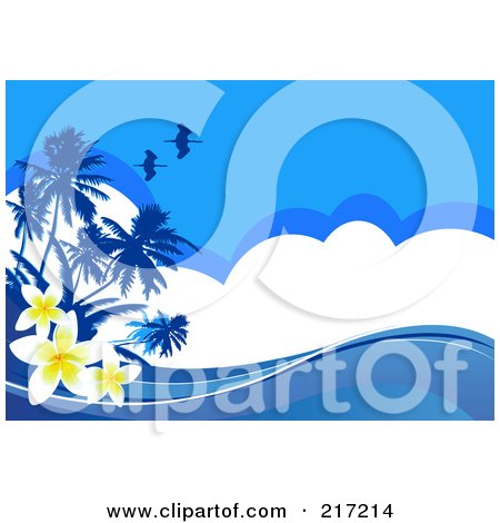 Cartoon Tropical Birds on Royalty Free  Rf  Clipart Illustration Of A Blue Tropical Background