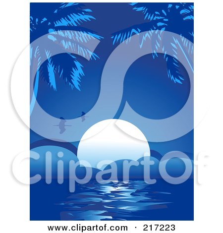 Tropical Birds Flying on Free  Rf  Clipart Illustration Of A Blue Tropical Background Of