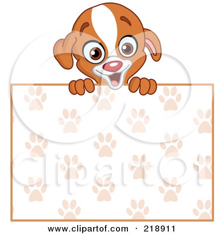 Blank Calendars Print on Cute Puppy Looking Over A Blank Paw Print Sign By Yayayoyo  218911