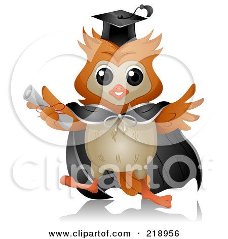 Royalty Free RF Clipart Illustration Of A Cute Owl Wearing A Cap And Gown