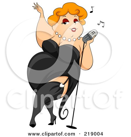 RoyaltyFree RF Clipart Illustration of a Sexy Chubby Woman Singing In A