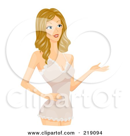 Royalty-Free (RF) Clipart Illustration of a Dirty Blond Woman Presenting In Lacey Lingere