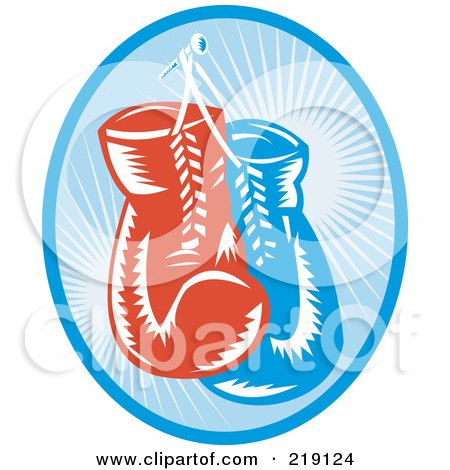 Retro Blue And Red Boxing Gloves Logo by patrimonio
