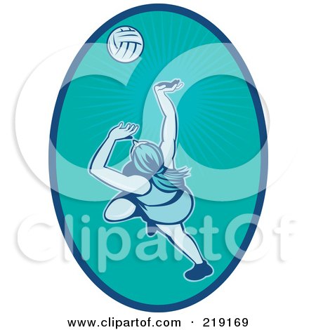 Royalty-free clipart picture of a retro female volleyball player logo, 
