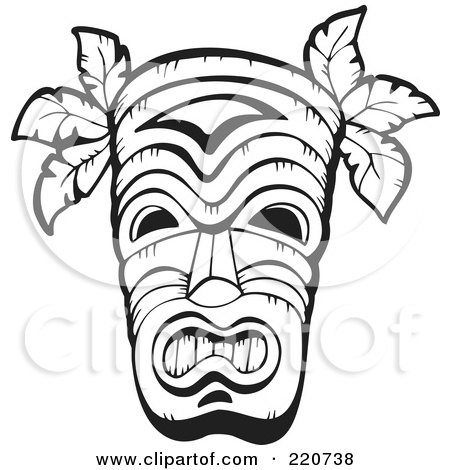 Black And White Wooden Hawaiian Tribal Mask by visekart