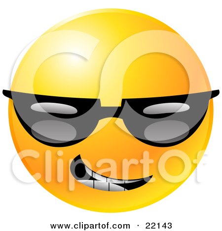 Royalty-free smiley clipart picture of a yellow emoticon face grinning and 