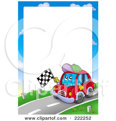 Muscle  Wallpapers on Illustration Of A Car Waving A Racing Flag Border Around White Space