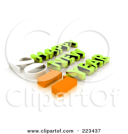 Royalty-free clipart picture of a 3d 2011 Happy New Year greeting - 2, 