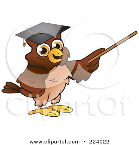 Brown Owl Wearing A Graduation Cap And Using A Pointer Wand Posters,