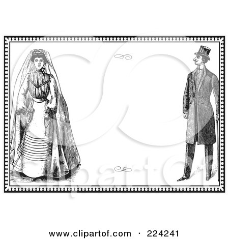 RoyaltyFree RF Clipart Illustration of a Vintage Wedding Invitation 