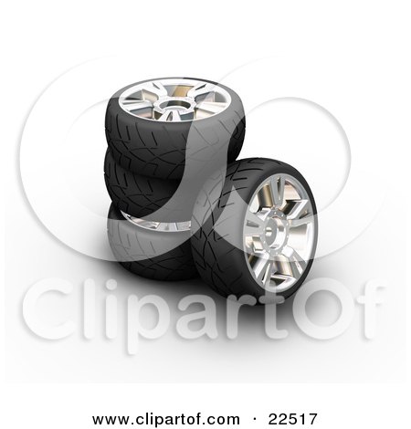  Tires on Stack Of Rubber Car Tires One Leaning Against The Stack Over White Jpg