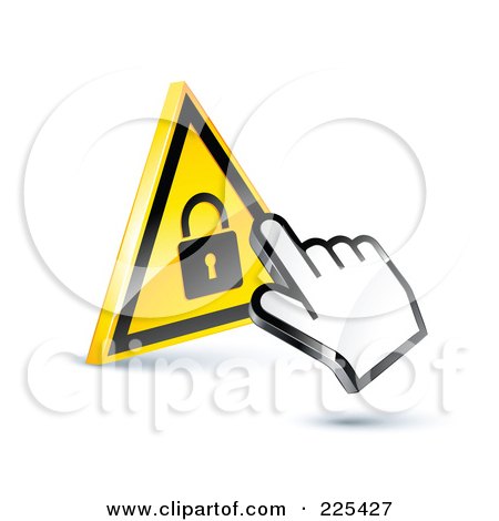 225427-Royalty-Free-RF-Clipart-Illustration-Of-A-3d-Hand-Cursor-Clicking-On-A-Yellow-Lock-Button.jpg