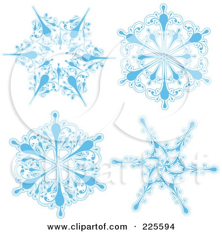 Digital Architecture on Digital Collage Of Ornate Icy Blue And White Snowflake Desig    By Kj
