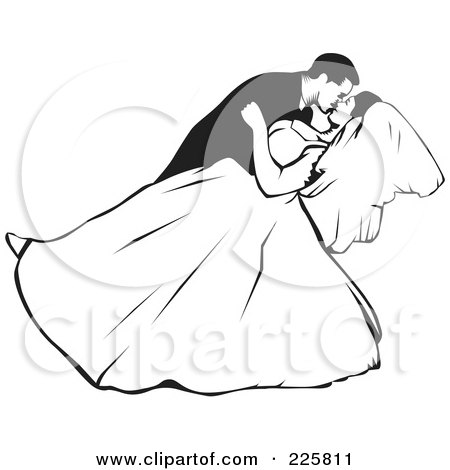RoyaltyFree RF Clipart Illustration of a Black And White Wedding Couple 