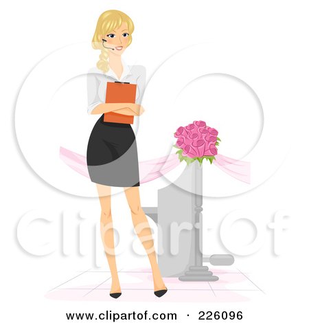 RoyaltyFree RF Clipart Illustration of a Wedding Planner Standing With A 