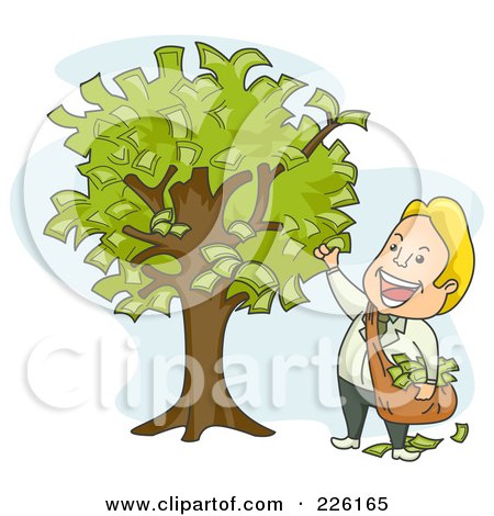 Royalty Free RF Clipart Illustration Of A Businessman Picking Money From A