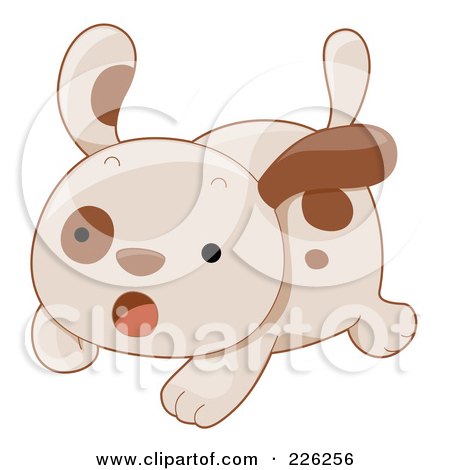 Royalty-free clipart illustration of a cute puppy dog running scared, 