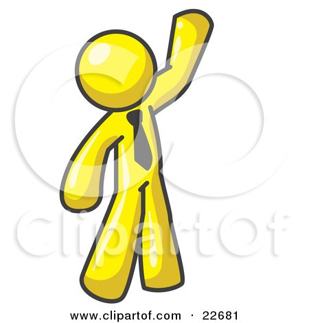 Clipart Illustration of a Friendly Yellow Man Greeting and Waving by Leo
