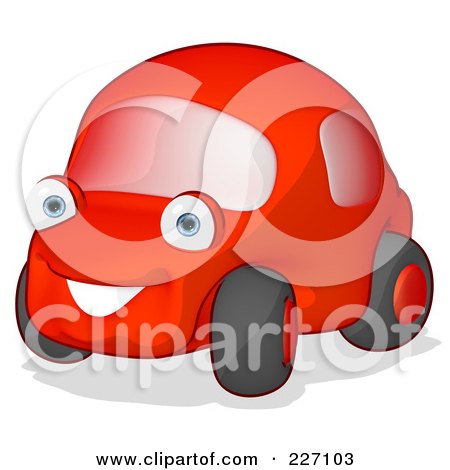 Royalty-Free (RF) Clipart Illustration of a 3d Red Car In Side View by Julos