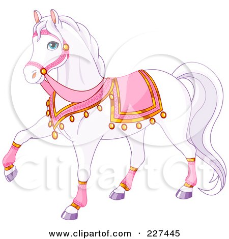 Horse Coloring Sheets on Illustration Of A White Princess Horse With Pink Gear By Pushkin